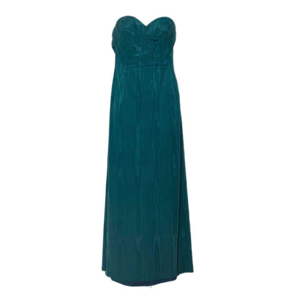 House Of Bianchi Women's Teal Satin Lined Sleeveless Slit Maxi Evening Dress 4/6
